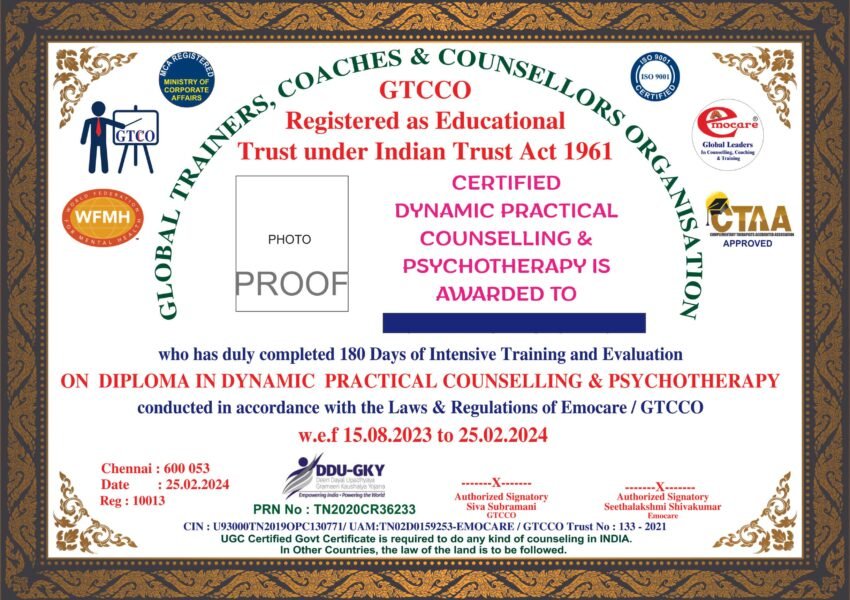 EIGHT MONTHS PRACTICAL DIPLOMA IN DYNAMIC COUNSELLING AND DYNAMIC ...