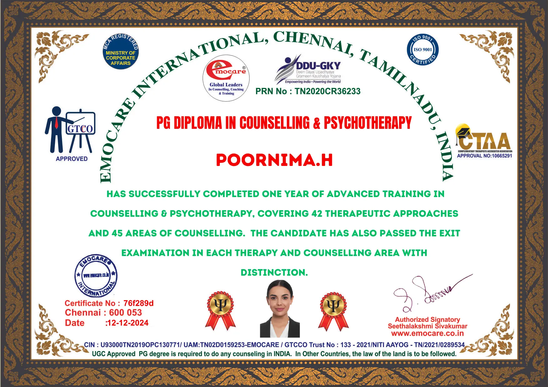 PG Diploma certificate front