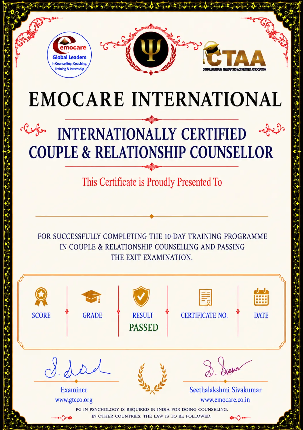 Emocare certificate option for psychology students and psychologists